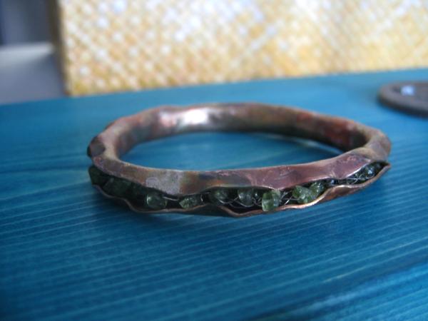 14-019 Forged Bronze bangle with peridot