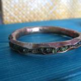 14-019 Forged Bronze bangle with peridot