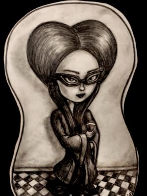 Oona L, Vampiress, ink on paper, 9x12. 2018. Oona L, Vampiress, ink on paper, 9x12. 2018.