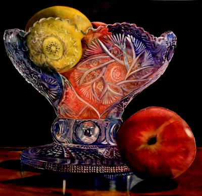 Cut Glass Compote with Apples Cut Glass Compote with Apples
