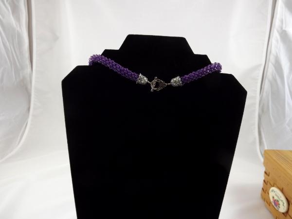 N-71 Purple Crocheted Tassel Rope Necklace