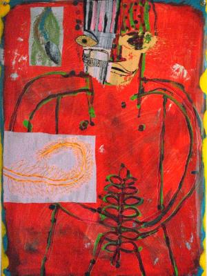 RED MAN WITH TWO PLANTS, 2009  