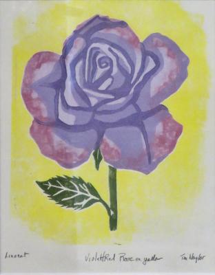 Violet/Red Rose on Yellow