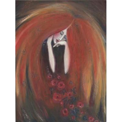 Autumn Angel original painting : oil painting of an Autumn Goddess by Liza Paizis