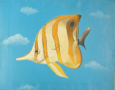 Long Nosed Butterfly Fish in Sky 16" x 20" Long Nosed Butterfly Fish in Sky 16" x 20"