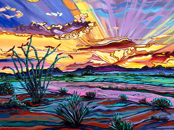 The Desert Blushes as the Sun Shows it's Face - 18x24 SOLD