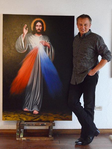 Oil portrait of THE LORD OF THE DIVINE MERCY, 150cm x 100cm, 2018