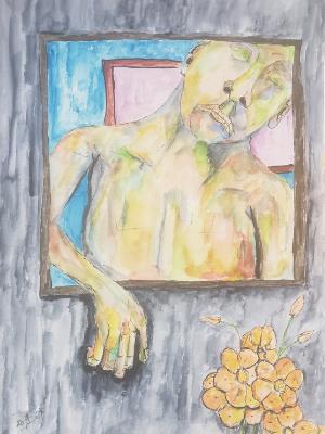 Locked in a prison of his own making, he longs to touch the soft petals. Locked in a prison of his own making, he longs to touch the soft petals.