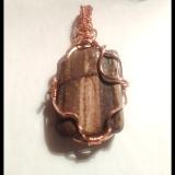 Copper Wire Wrap Petrified Wood Pendant