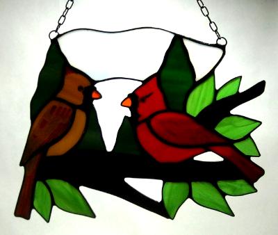 Cardinal Pair Male and Female Large Sun Catcher Cardinal Pair Male and Female Large Sun Catcher