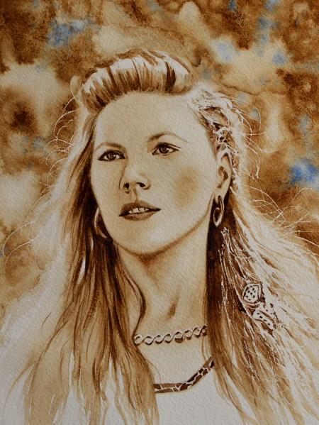 The Viking beauty (coffee painting), 28cm x 38cm, 2020