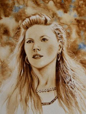 The Viking beauty (coffee painting), 28cm x 38cm, 2020 The Viking beauty (coffee painting), 28cm x 38cm, 2020