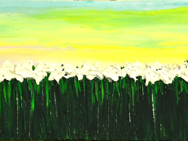 Paper Whites 8 X 16 Acrylic on Canvas board Embellished prints available 
