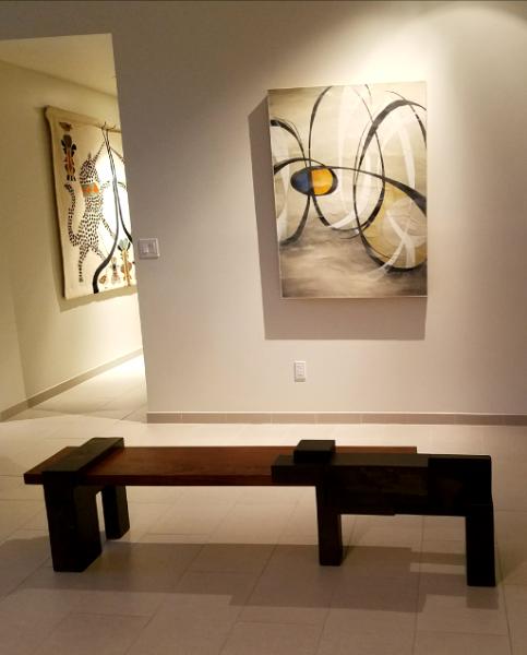 Encaustic with stone/wood bench, Paradise Valley AZ 