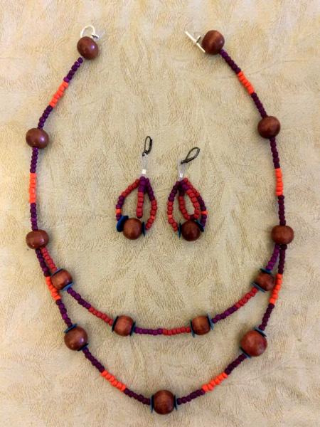 Double strand glass and Wooden set