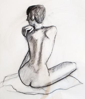 Female Nude, Seated, Rear View Female Nude, Seated, Rear View