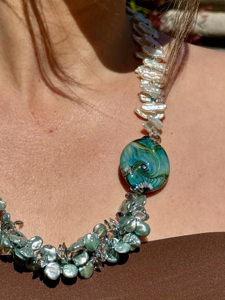 Aqua and White Fancy Necklace