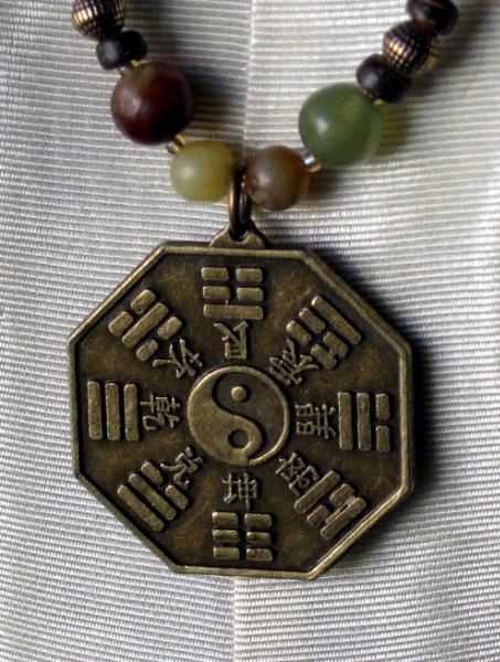 Serpentine and Brass "Yin-Yang" Necklace