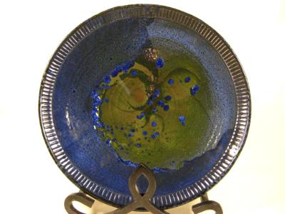 120613.G Shallow Bowl with Cosmos Glaze Design