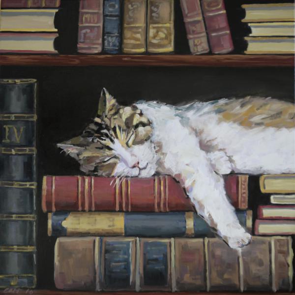 Cat's can sleep anywhere! Acrylic & Oils on Canvas