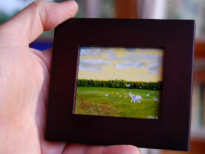 White Elephant Playing in a Field With Snow Geese White Elephant Playing in a Field With Snow Geese