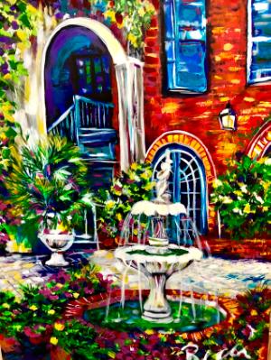 Courtyard fountain after Mardi Gras Courtyard fountain after Mardi Gras