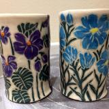 Purple and Blue Flower Vases/Tumbler [Front and Back]