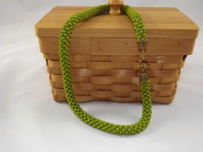 N-60 Light Olive Crocheted Rope Necklace