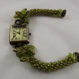W-1 Watch with Olive Green Crocheted Rope Band