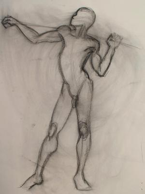 Nude Male Gesture (pole on shoulders) Nude Male Gesture (pole on shoulders)