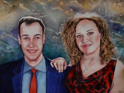 Custom portrait "THE TWINS", 38cm x 56cm, 2020 Custom portrait "THE TWINS", 38cm x 56cm, 2020