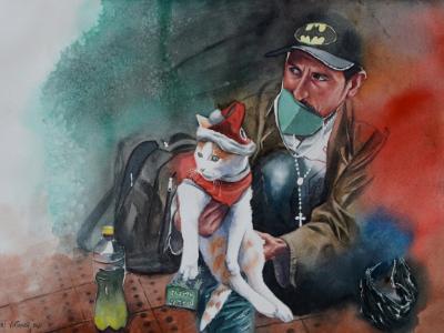 The street friendship, 38cm x 56cm, 2020 The street friendship, 38cm x 56cm, 2020
