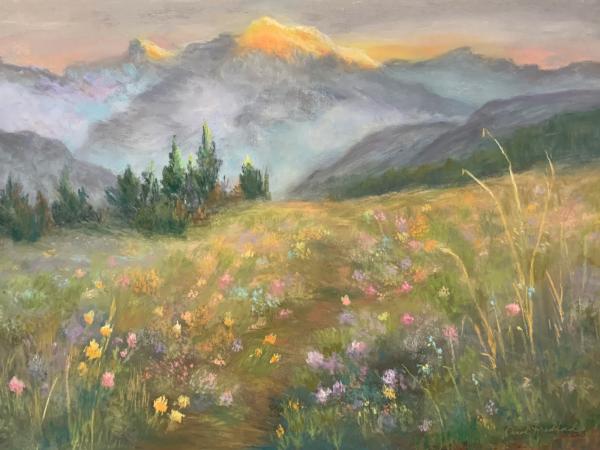 Earth Laughs in Flowers, 12" x 18", Pastel on Uart 400