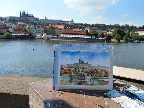 Plein air view of Prague-CZECH REPUBLIC, 28cm x 38cm, 2018