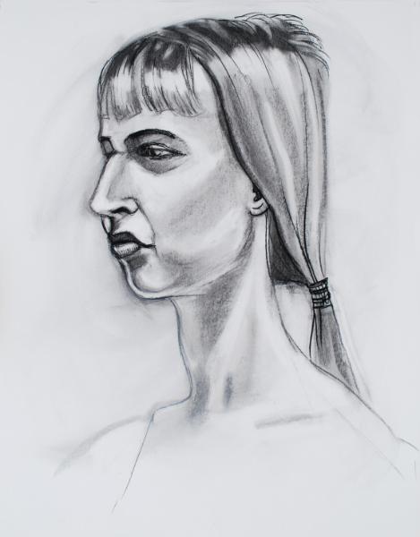 Emily, Charcoal, Facing Left