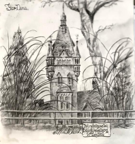 Sketch of Tower at Heidelberg Castle