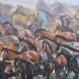 Herding wild horses, 76cm x 56cm, 2017