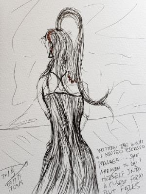 Within the walls of Museo Picasso Malaga... she attempts to will herself into cubist form, but fails. Within the walls of Museo Picasso Malaga... she attempts to will herself into cubist form, but fails.