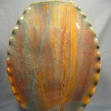 100830.F Large Flat Vase with Leaf Design