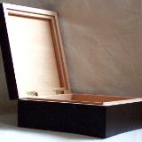 Open view of black wooden box