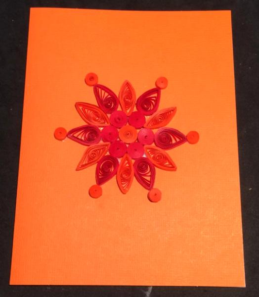 Orange snowflake quilled greeting card