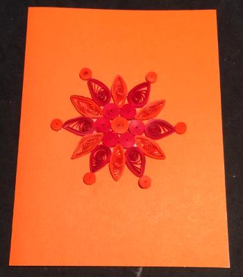 Orange snowflake quilled greeting card