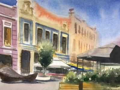 Plein air watercolor painting in Tbilisi-GEORGIA, 38cm x 28cm, 2019 Plein air watercolor painting in Tbilisi-GEORGIA, 38cm x 28cm, 2019