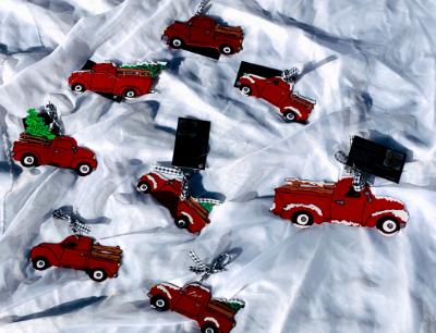 Red truck ornaments Red truck ornaments