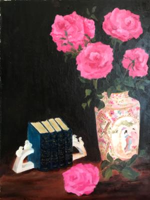 Chinese Vase (with roses and books) 16x12 Chinese Vase (with roses and books) 16x12