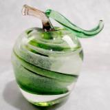 #11152505 Green swirl Apple with stem and leaf Glows in the Dark 4''HX3.5''W $95.00