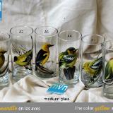 Set of handpainted glasses: YELLOW BIRDS