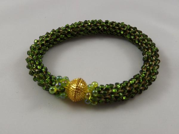 B-71 sparkling dark olive crocheted rope bracelet
