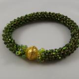 B-71 sparkling dark olive crocheted rope bracelet