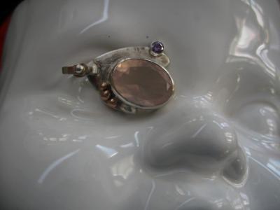 13-109 Sterling and Rose Quartz Pendant